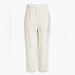 Sandro Cream and Gray Striped Trousers